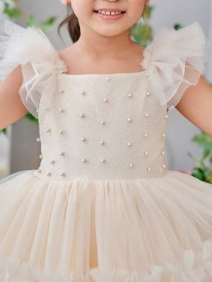 Lilianne Long Midi Dress in Cream