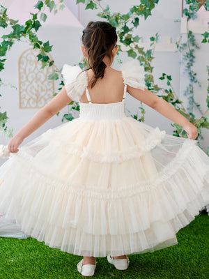 Lilianne Long Midi Dress in Cream