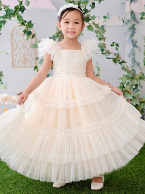 Lilianne Long Midi Dress in Cream