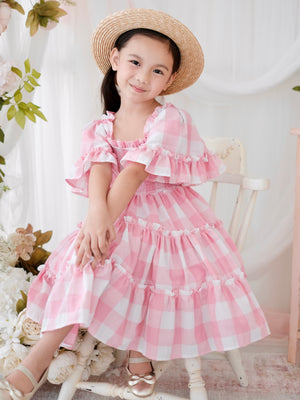 Ingrid Mini Dress in Linen Gingham
