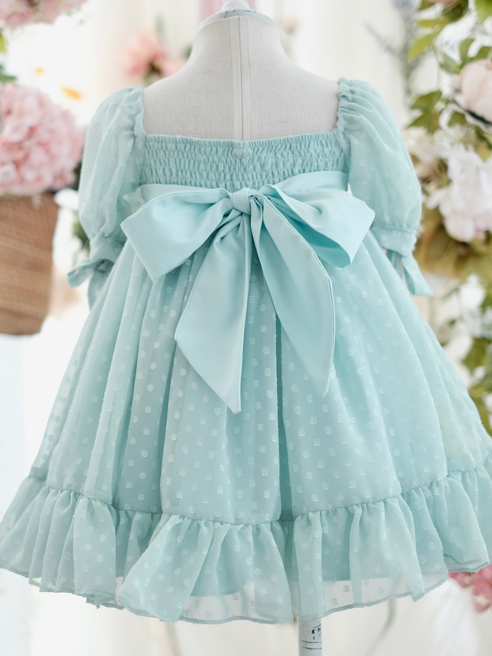 Maisie Dress in Mint | Set with Bow Clip