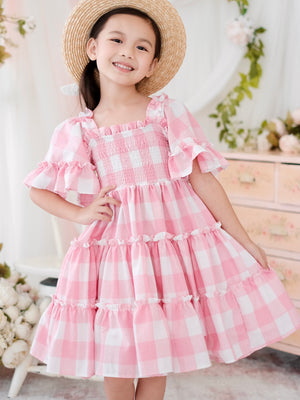 Ingrid Mini Dress in Linen Gingham