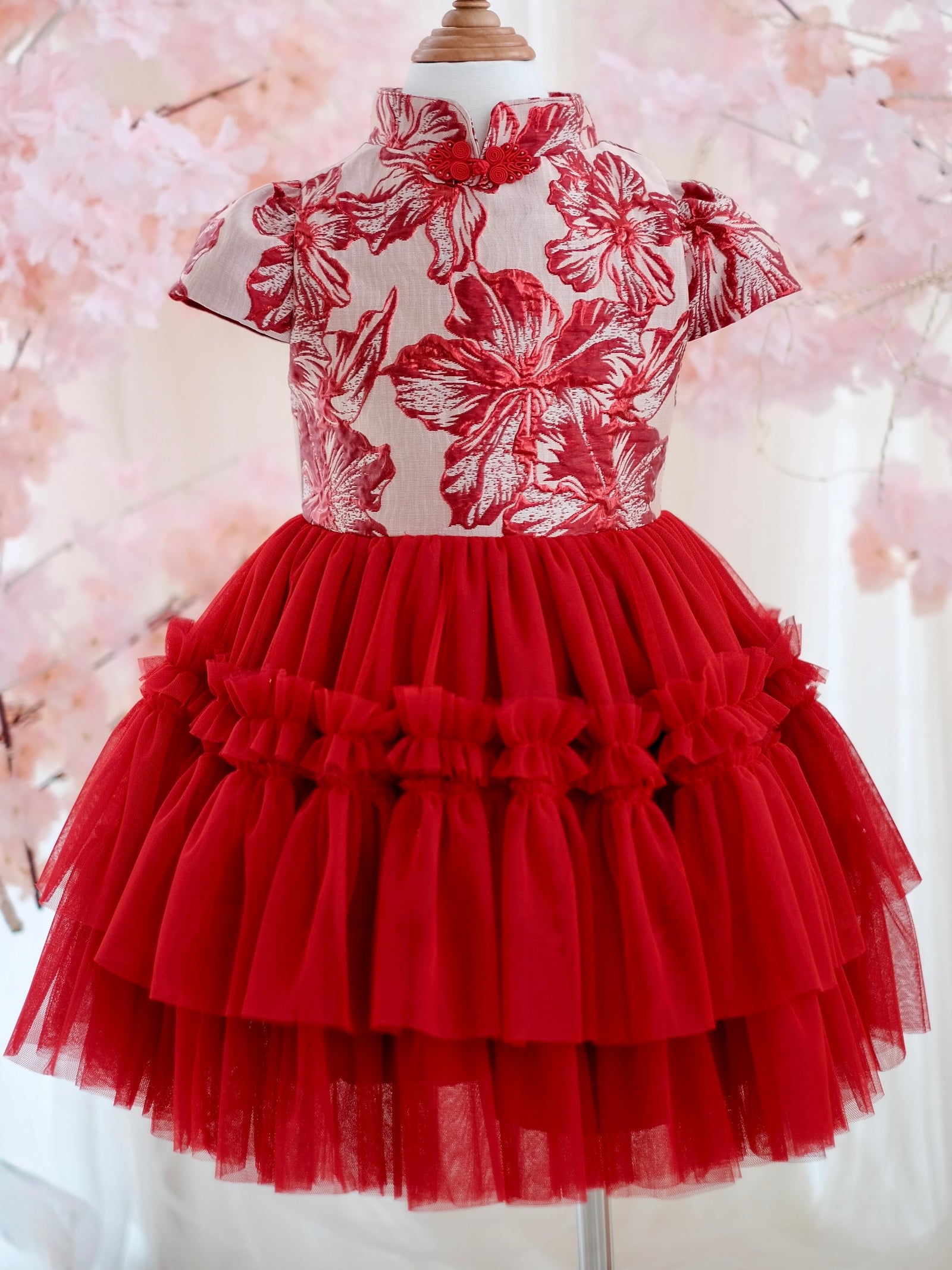 Annika Jacquard Dress in Red