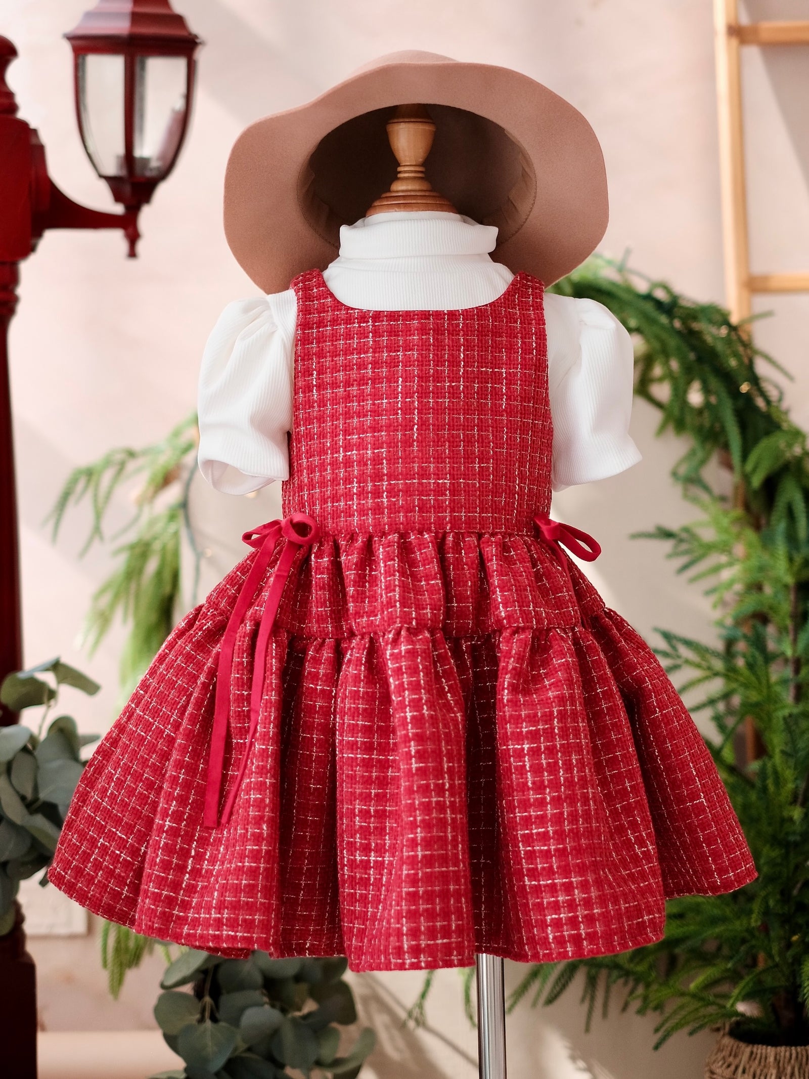 Sandrine Tweed Dress in Red