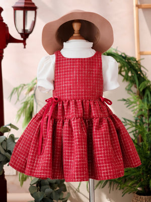 Sandrine Tweed Dress in Red