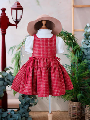 Sandrine Tweed Dress in Red