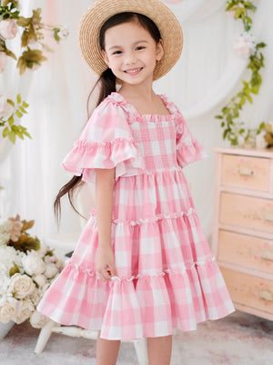 Ingrid Mini Dress in Linen Gingham