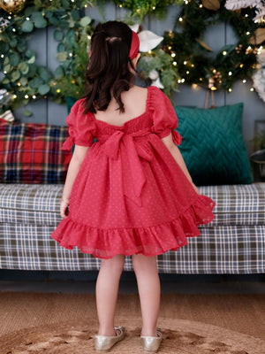 Maisie Doll Dress with Bow Clip | Red
