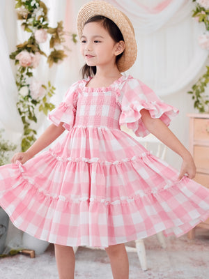 Ingrid Mini Dress in Linen Gingham
