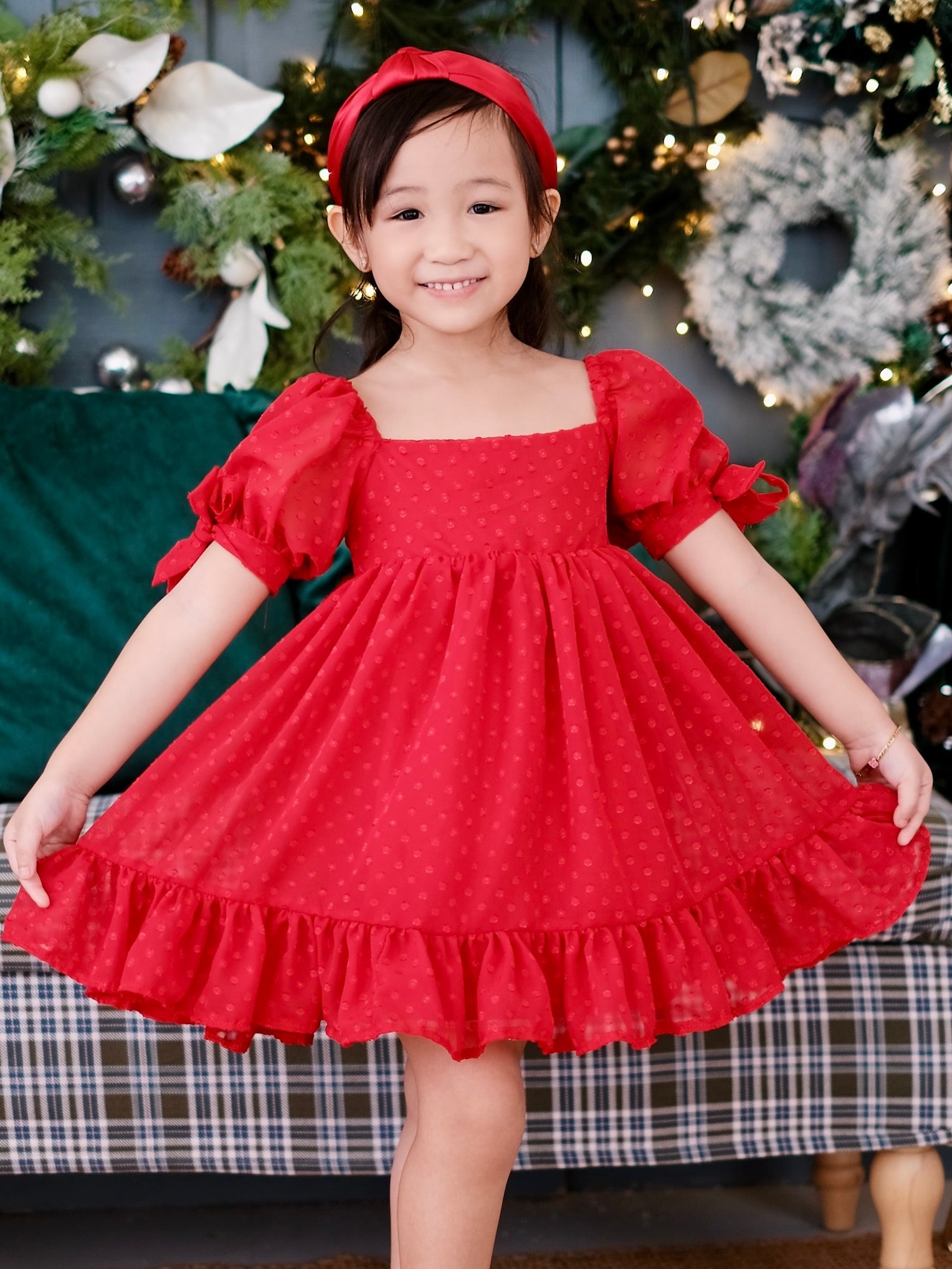 Maisie Doll Dress with Bow Clip | Red