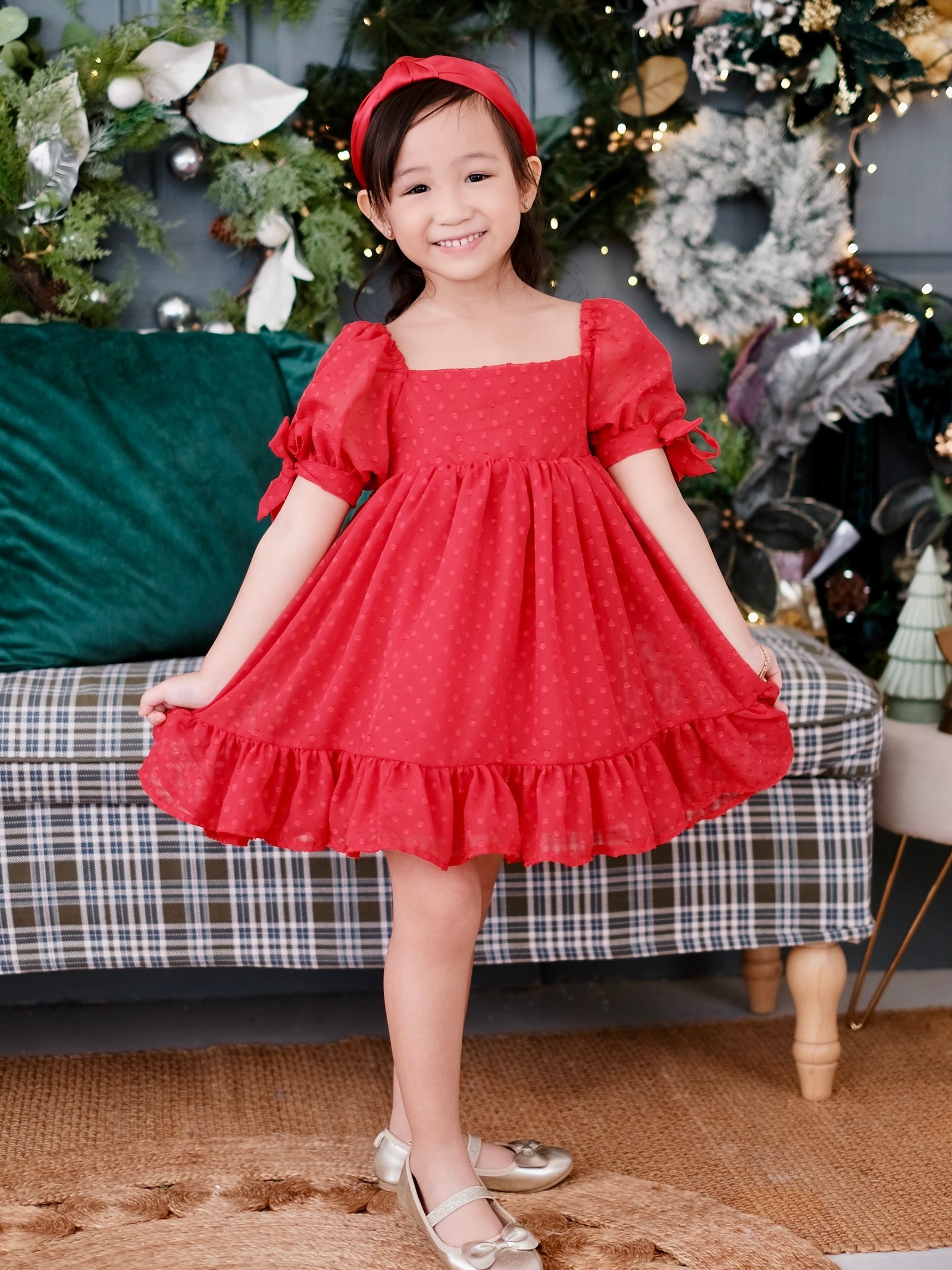 Maisie Doll Dress with Bow Clip | Red