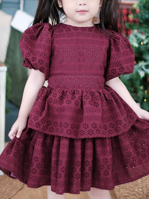 Pascalle Dress | Broderie Anglaise |  Raspberry