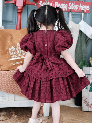 Pascalle Dress | Broderie Anglaise |  Raspberry
