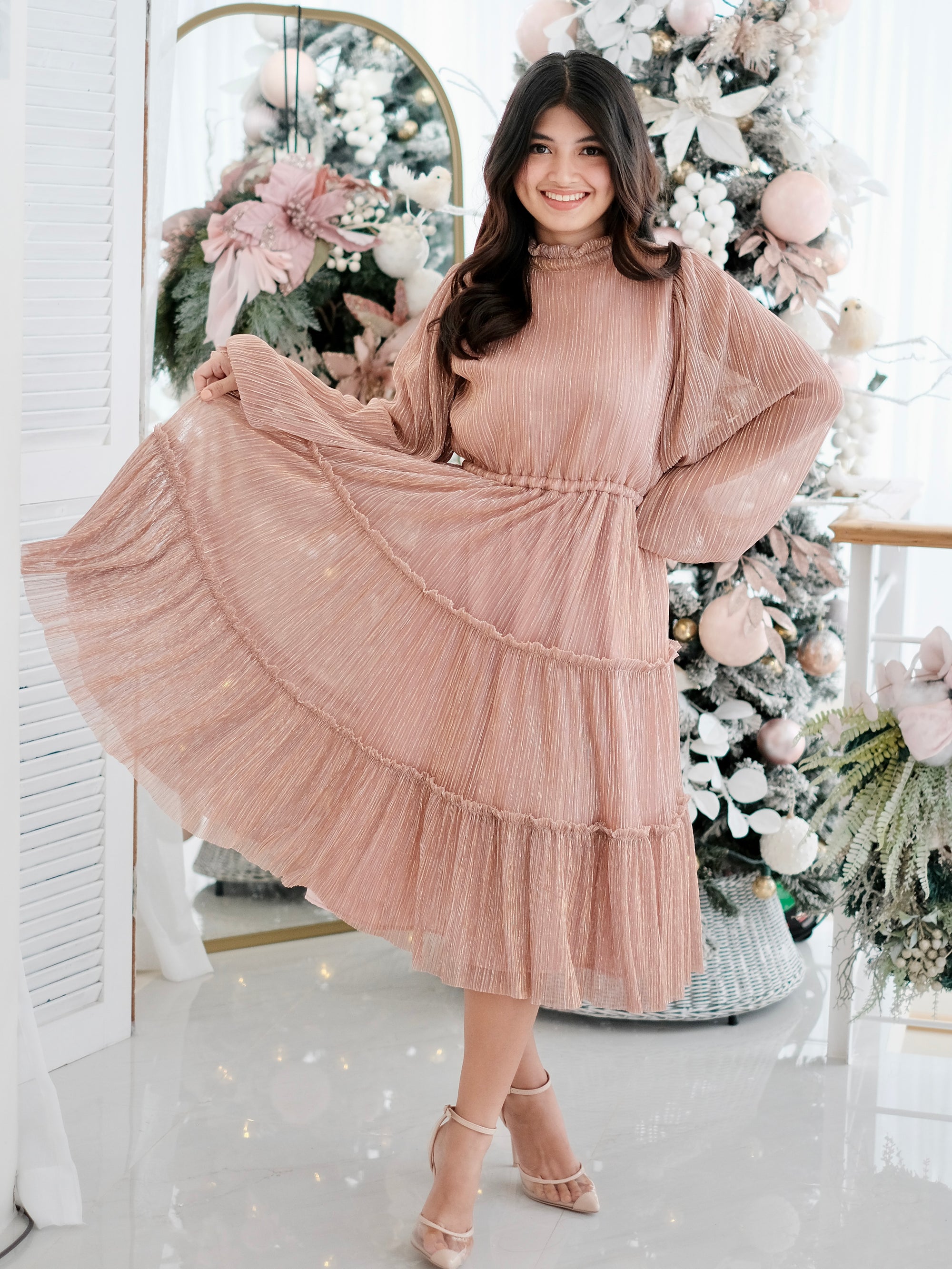 Anya Dress | Pleated Shimmer and Satin | Women | Pre-order