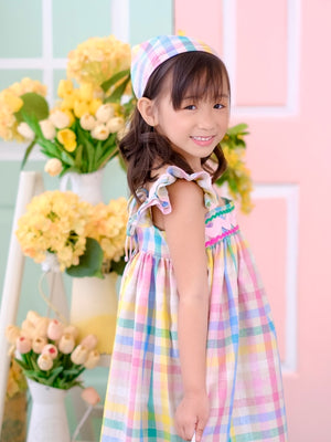 Headband Bandana | Pink and Blue Plaid