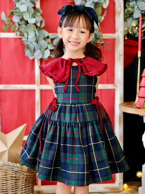 Sandrine Dress in Green Tartan | Pre-order