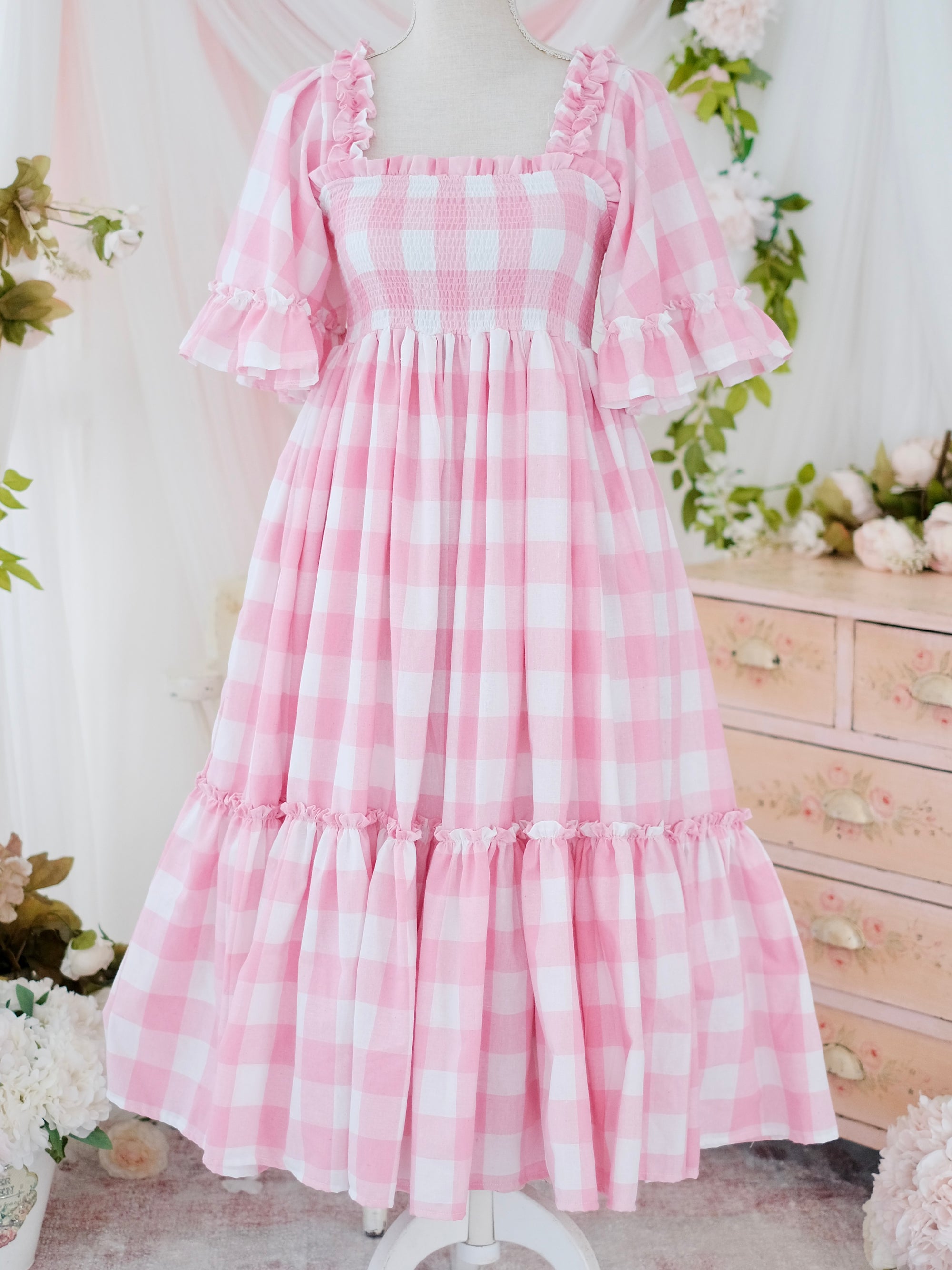 Ingrid in Linen Gingham | Petite | Midi Length