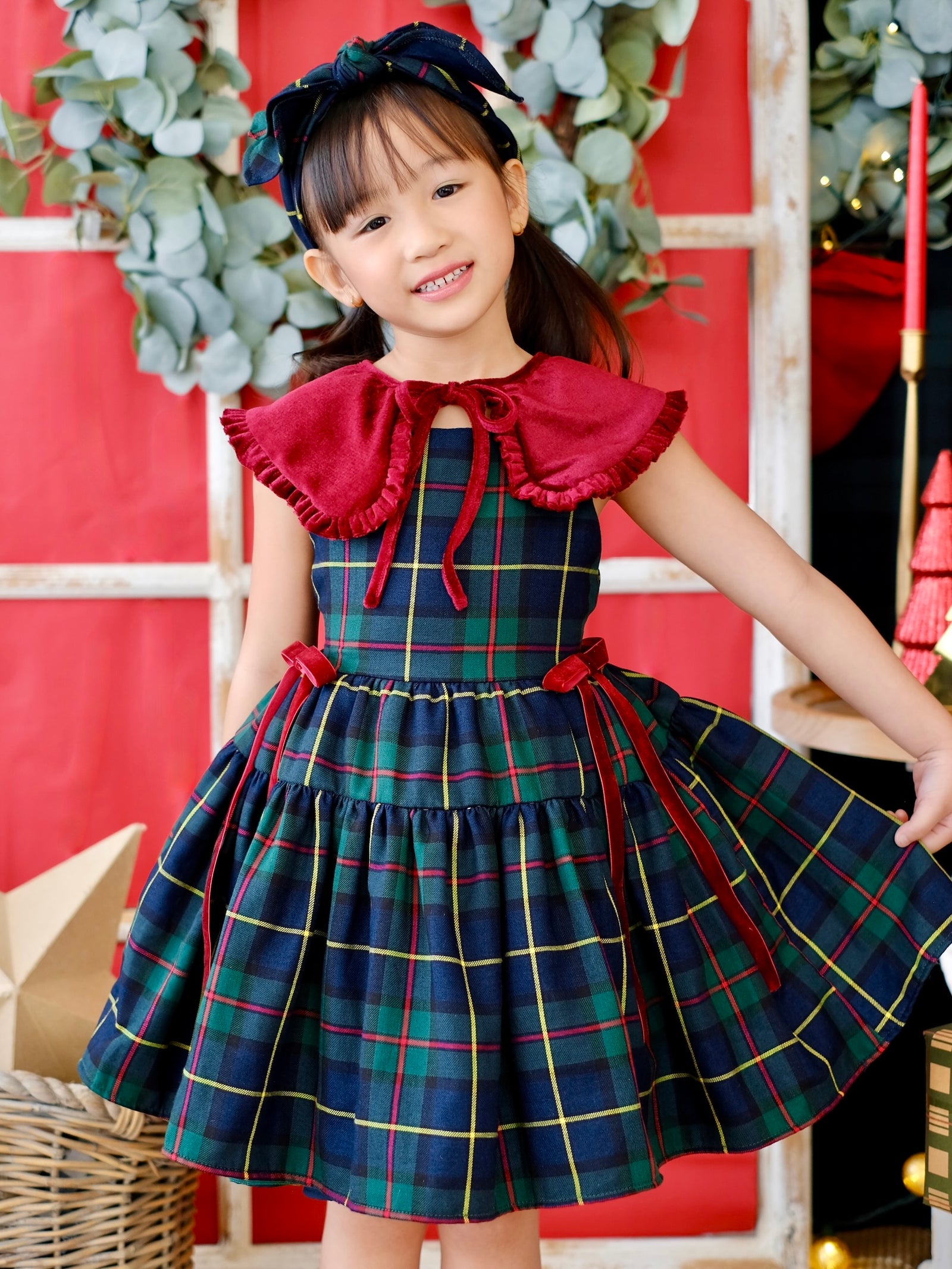 Sandrine Dress in Green Tartan | Pre-order