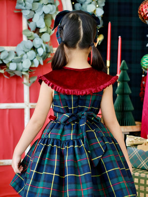 Sandrine Dress in Green Tartan | Pre-order