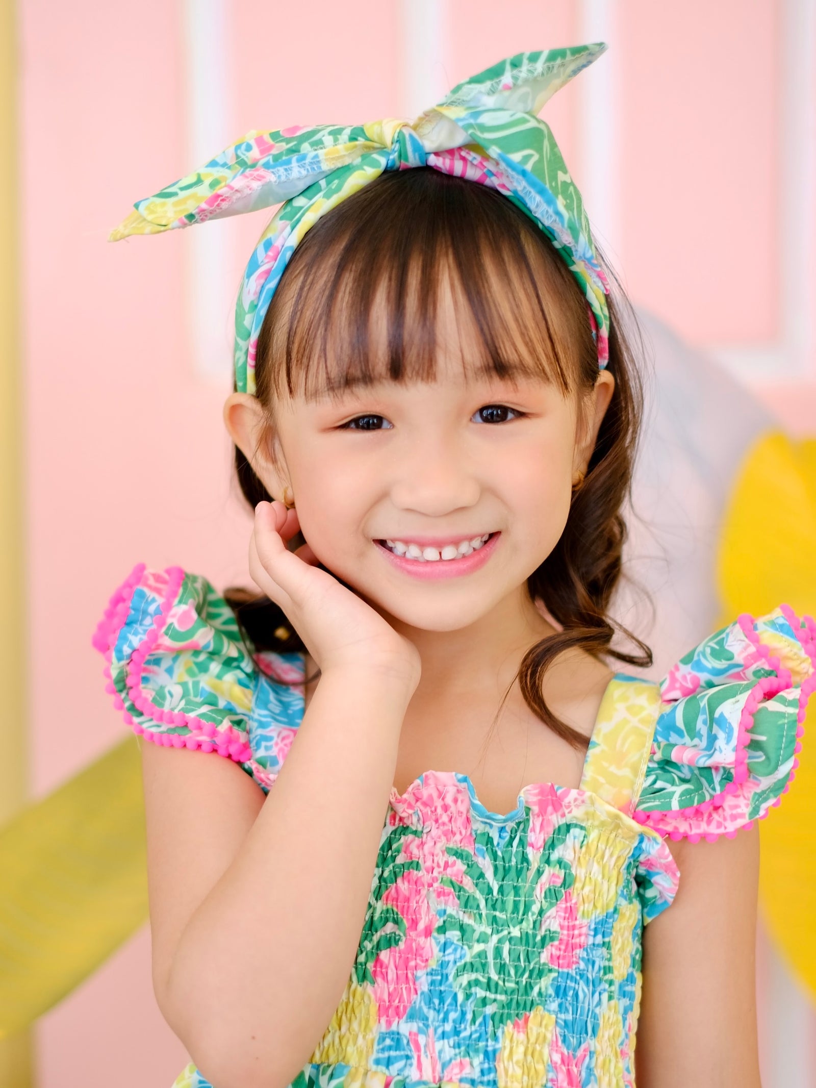 Double Bow Headband in Pineapple Print