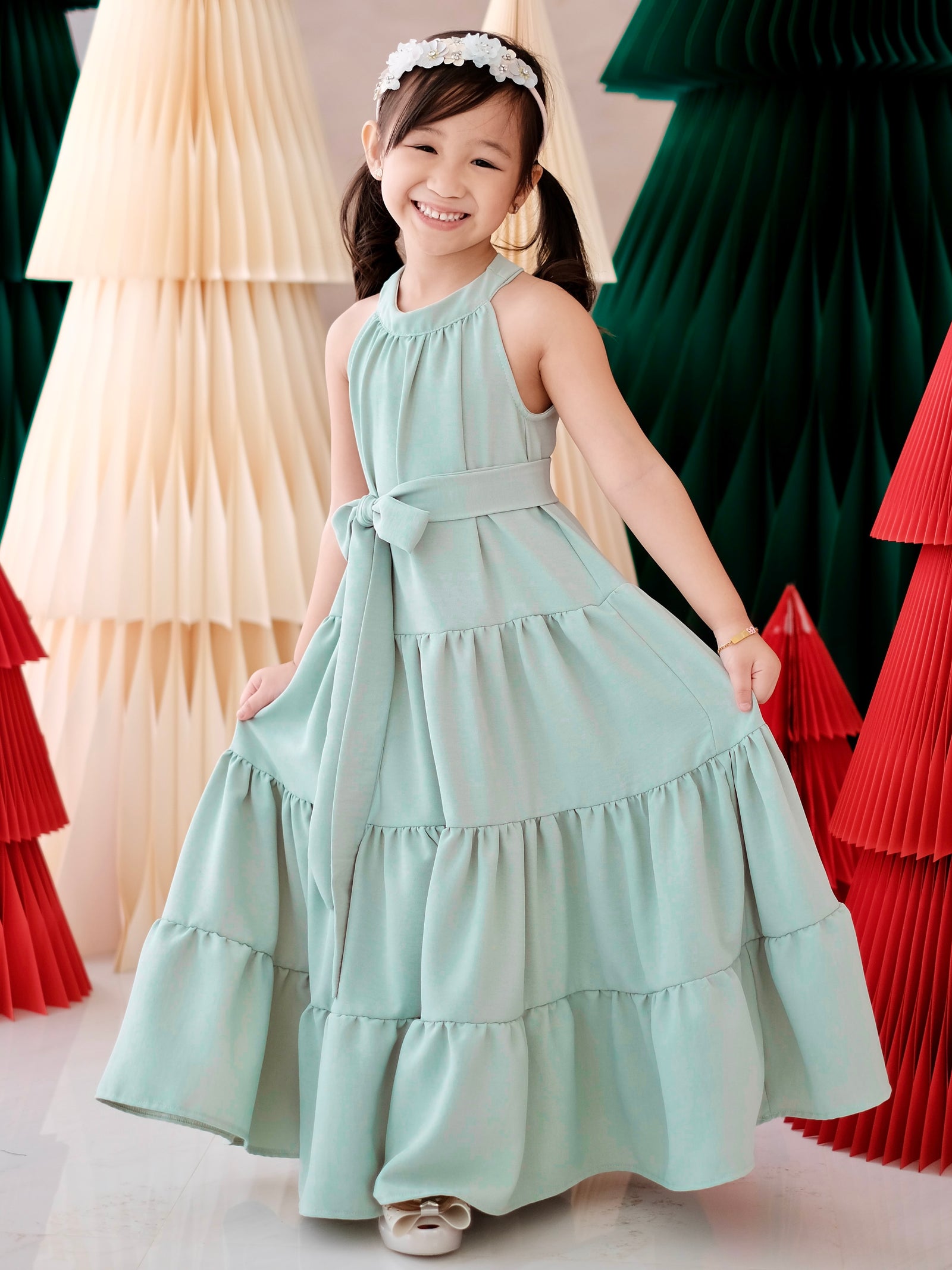 Palma Maxi Dress with Sash | Sage Green