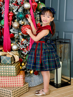 Sandrine Dress in Green Tartan | Pre-order