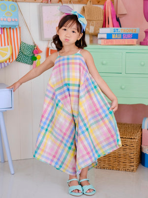 Payton Harem Jumpsuit | Rainbow Gingham Linen