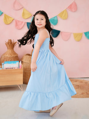 Amelia Dress in Baby Blue Broderie