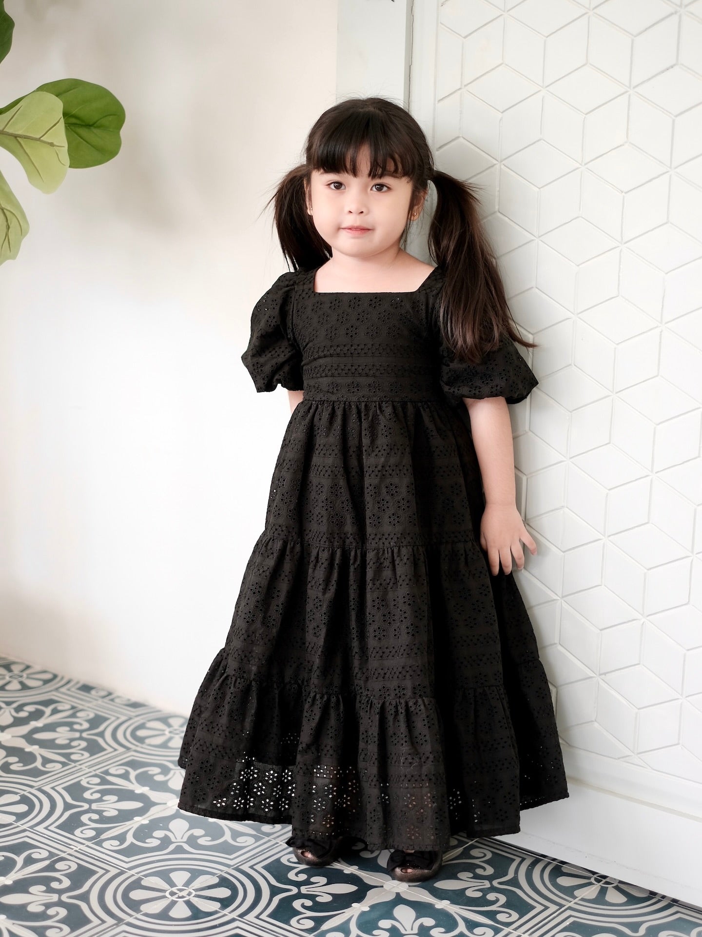 Merida Dress in Black Broderie