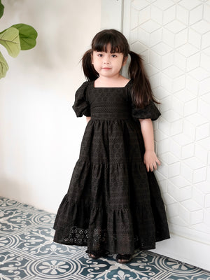 Merida Dress in Black Broderie