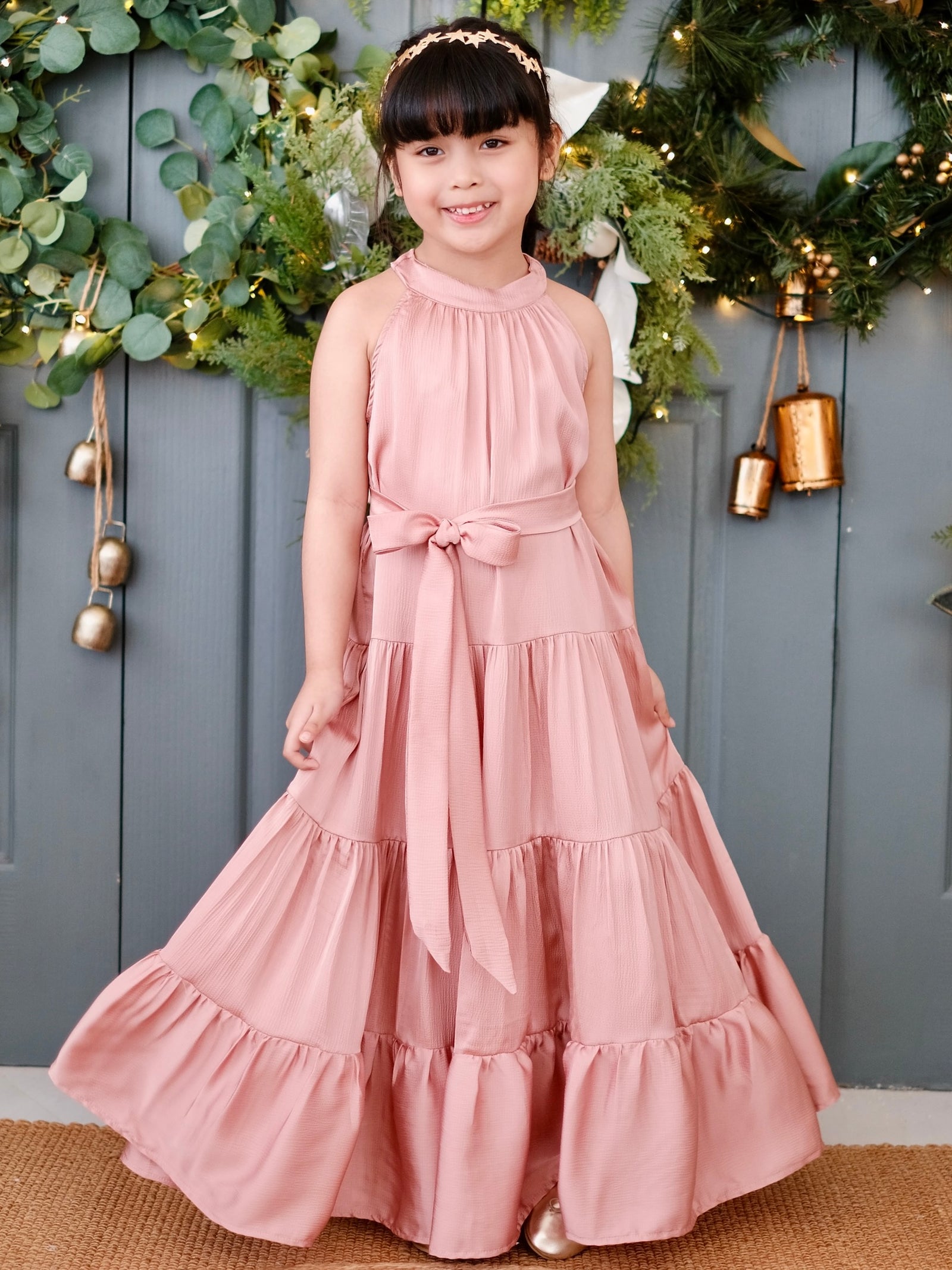 Palma Maxi Dress with Sash | Dusty Pink