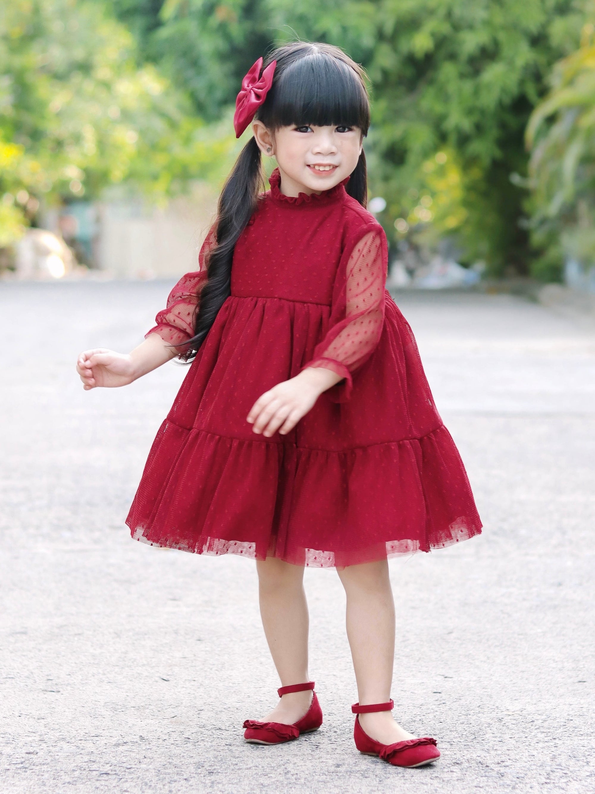 Bertha Doll Dress | Brick Red | Set with Bow