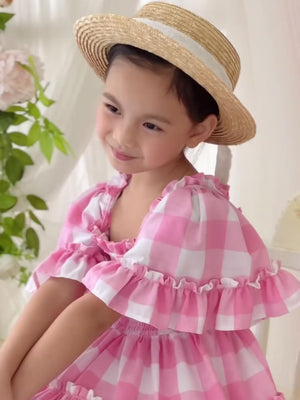 Ingrid Mini Dress in Linen Gingham