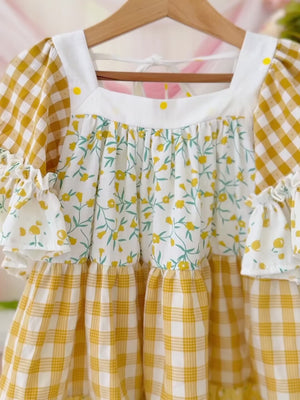 Thalia Dress in Yellow Mix Print