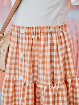 Minka Skirt | Orange Gingham