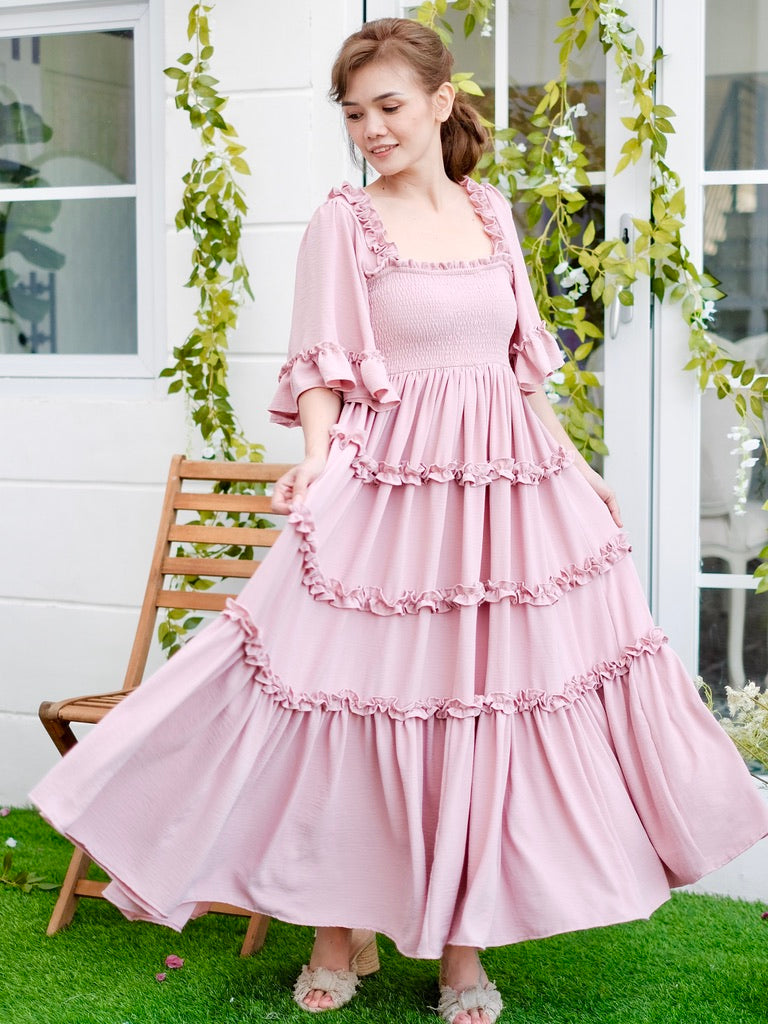 Peony Lace Flower Girl Dress in Dusty Pink – 2BUNNIES