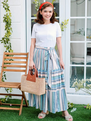 Calluna Striped Linen Skirt