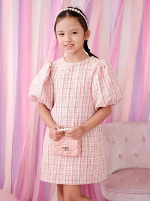 Mabelle Tweed Dress | Pink