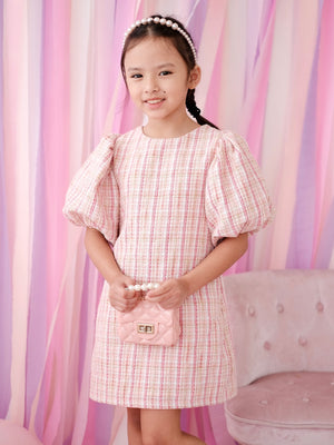 Mabelle Tweed Dress | Pink