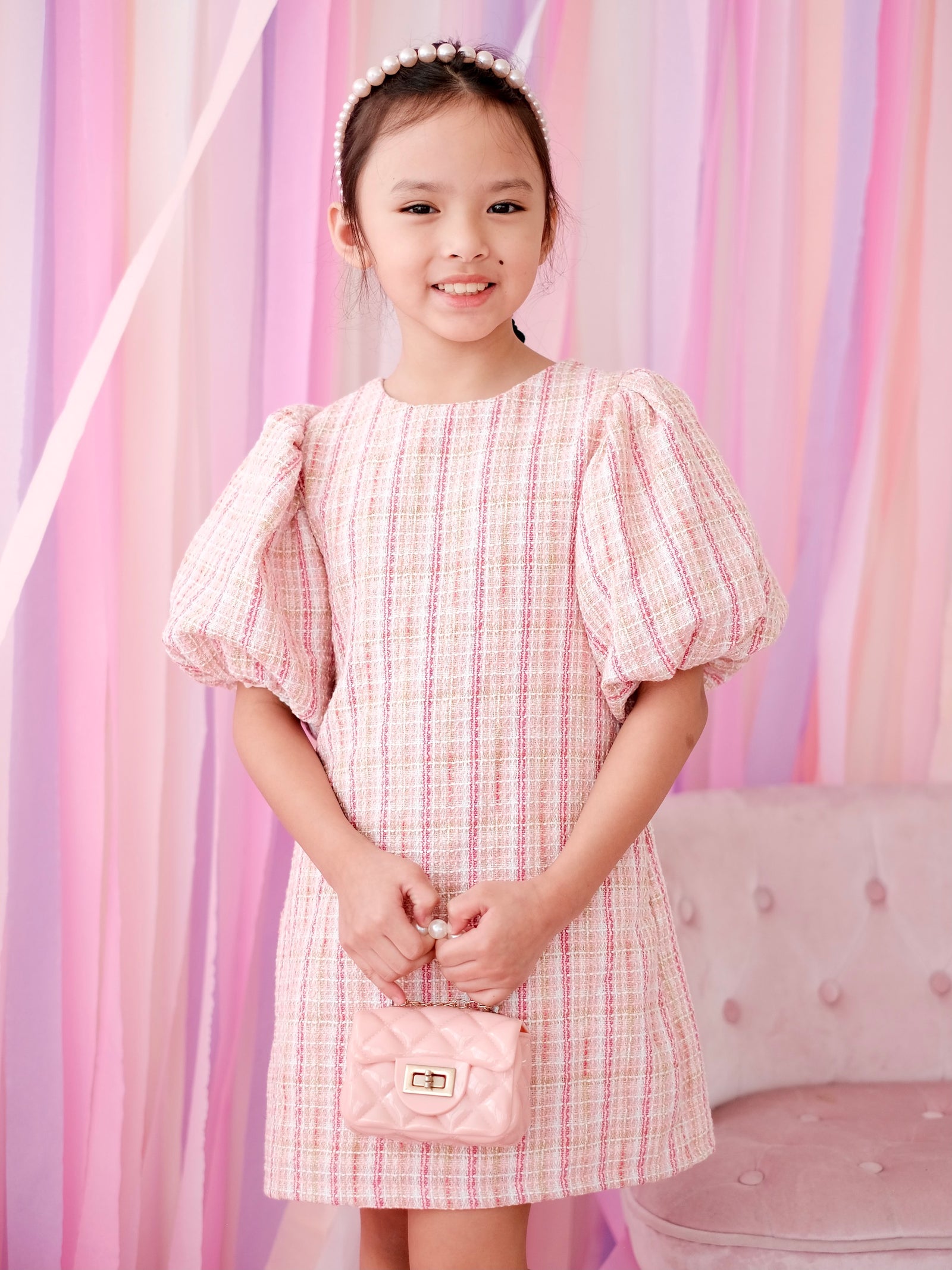 Mabelle Tweed Dress | Pink