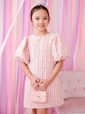 Mabelle Tweed Dress | Pink