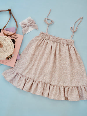 Emille Dress Set in Iris Floral |  Set with Sailor Bow