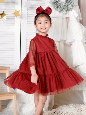 Bertha Doll Dress | Brick Red | Set with Bow