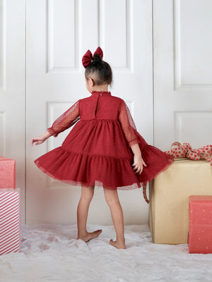 Bertha Doll Dress | Brick Red | Set with Bow