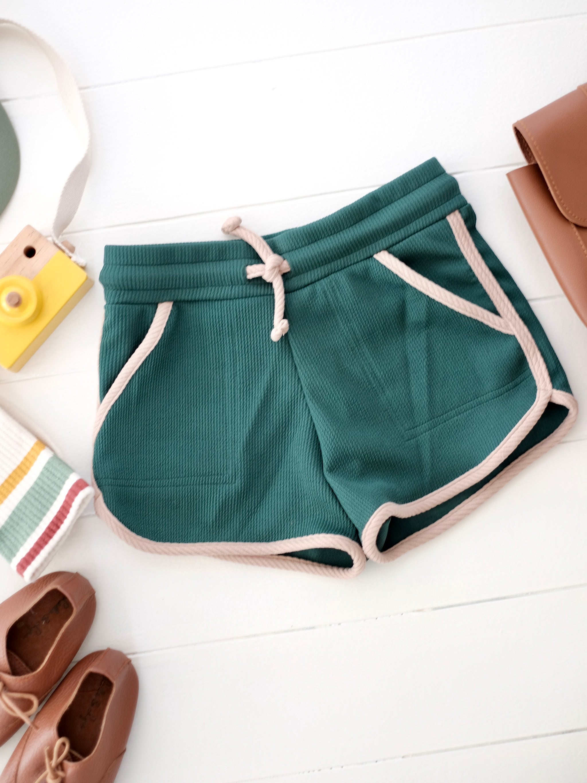 Ringer Shorts | Hunter Green - Laila and Lyra