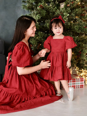 Merida Dress in Brick Red