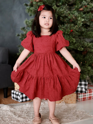 Merida Dress in Brick Red