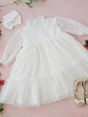 Bertha Doll Dress | Set with Bow | Off-White
