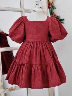 Merida Dress in Brick Red