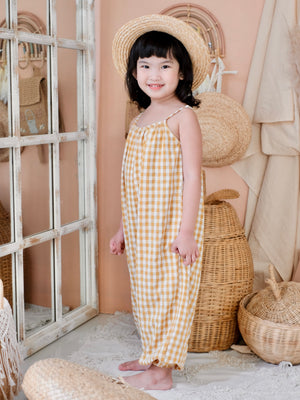 Sola Jumpsuit | Mustard Gingham